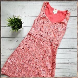 ANTHRO MAEVE Coralshine Metallic Eyelet Dress 4